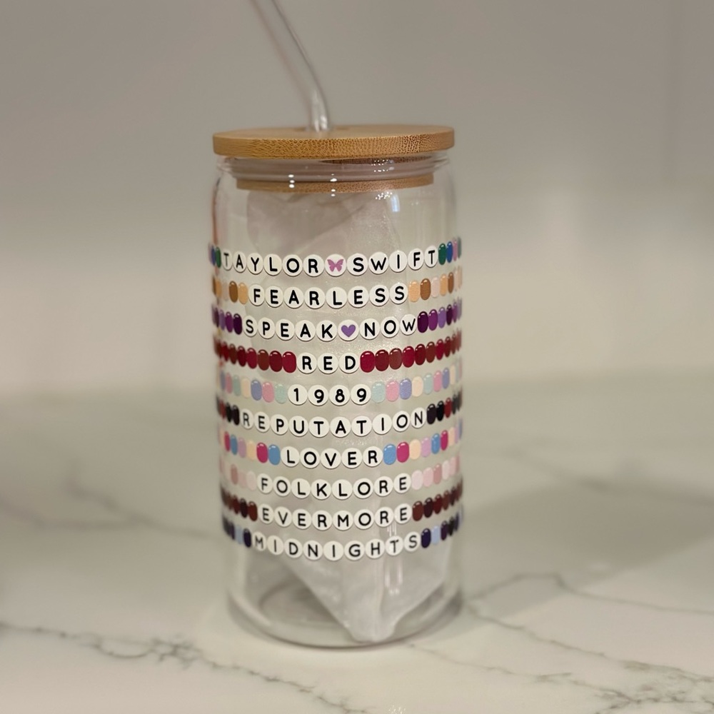 Taylor swift bracelet glass cup